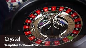  Presentation with roulette wheel - PPT theme enhanced with casino roulette and playing chips background and a tawny brown colored foreground