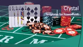  Presentation with bridge playing cards - Beautiful slide set featuring casino royale - place a poker player chips backdrop and a tawny brown colored foreground