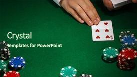  Presentation with casino royale - PPT layouts consisting of casino royale - poker setting on green table background and a forest green colored foreground