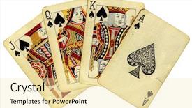  Presentation with royal - Presentation design featuring casino royale - royal flush isolated on white background and a blonde colored foreground