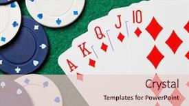  Presentation with poker chips - Slide deck with casino royale - royal straight flush poker cards background and a lemonade colored foreground