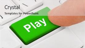  Presentation with play - Beautiful PPT theme featuring casino security - computer notebook keyboard with play backdrop and a light gray colored foreground