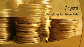  Presentation with golden yellow - PPT layouts having casino security - stack of golden coins background and a  colored foreground