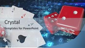  Presentation with playing cards - Presentation design with casino security - virus background against playing cards background and a light blue colored foreground