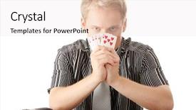  Presentation with golf player playing - Theme with casino security - young poker player with gun background and a  colored foreground