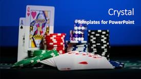  Presentation with casino - Amazing PPT layouts having casino-set-with-cards-dice backdrop and a royal blue colored foreground