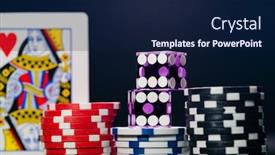  Presentation with casino - PPT layouts with casino-set-with-cards-dice background and a navy blue colored foreground