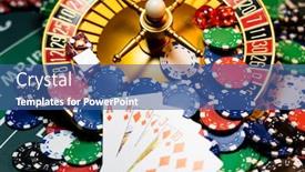  Presentation with blackjack - Cool new presentation theme with casino-set-with-roulette-cards backdrop and a ocean colored foreground