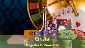  Presentation with roulette - Amazing PPT theme having casino-set-with-roulette-cards backdrop and a tawny brown colored foreground