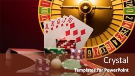  Presentation with blackjack - Beautiful slide deck featuring casino-set-with-roulette-cards backdrop and a tawny brown colored foreground