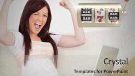  Presentation with gambling machine - Colorful PPT theme enhanced with casino slot machine in front backdrop and a light gray colored foreground