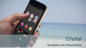  Presentation with slot machine - Presentation design enhanced with casino slot machine on mobile background and a light blue colored foreground