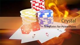  Presentation with playing cards - PPT theme enhanced with casino tokens with dice background and a yellow colored foreground