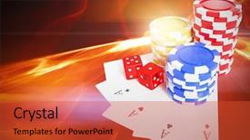  Presentation with playing cards - Presentation theme with casino tokens with dice background and a red colored foreground