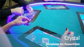  Presentation with play - Theme with casino with electronic table focus background and a teal colored foreground