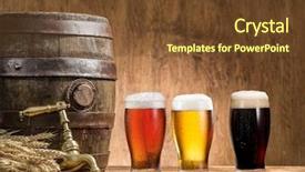  Presentation with craft beer - PPT theme enhanced with cask - glasses of beer and ale background and a tawny brown colored foreground