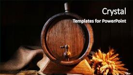 Presentation with wheat - Audience pleasing theme consisting of cask - old barrel with wheat backdrop and a black colored foreground