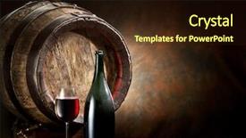  Presentation with wine barrel - Beautiful slide deck featuring cask - still-life with glass of wine backdrop and a wine colored foreground