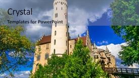  Presentation with germany and war - PPT theme enhanced with casles of germany- impressive lichtenstein background and a seafoam green colored foreground