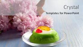  Presentation with dessert - Beautiful presentation design featuring cassata typical traditional sicily marzipan dessert backdrop and a sky blue colored foreground