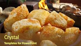  Presentation with fried foods - Slide deck featuring fried yucca background and a tawny brown colored foreground