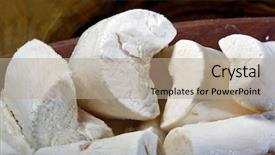  Presentation with cassava - Beautiful PPT theme featuring cassava traditional brazilian food backdrop and a coral colored foreground