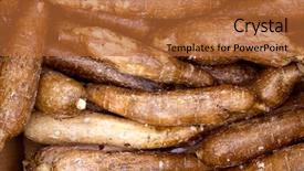  Presentation with cassava - Beautiful PPT theme featuring palm fruit - cassava backdrop and a red colored foreground