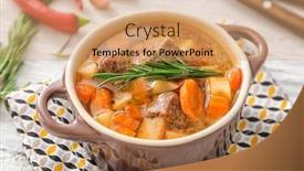  Presentation with meat - PPT theme featuring casserole-with-tasty-meat background and a coral colored foreground