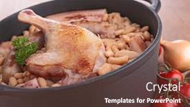  Presentation with white - Slide set enhanced with casserole-with-white-bean background and a tawny brown colored foreground