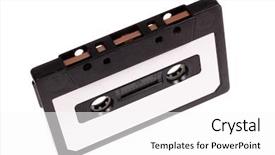  Presentation with tape audio enthusiasts - Colorful PPT layouts enhanced with cassette tape - photo of audio backdrop and a white colored foreground