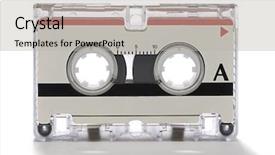  Presentation with cassette - PPT theme featuring cassette tape isolated on white background and a  colored foreground