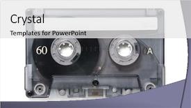  Presentation with tape recorder - Colorful slides enhanced with cassette tape isolated backdrop and a  colored foreground
