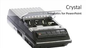  Presentation with tape recorder - Beautiful PPT theme featuring cassette tape player and recorder backdrop and a white colored foreground