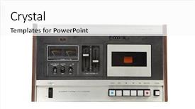  Presentation with cassette - Cool new PPT theme with cassette vintage tape recording device backdrop and a white colored foreground