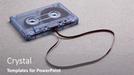  Presentation with cassette - Colorful slide set enhanced with cassette-with-removed-tape backdrop and a gray colored foreground