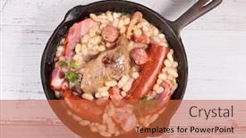  Presentation with duck - Cool new presentation theme with cassoulet-french-dish-with-duck backdrop and a red colored foreground