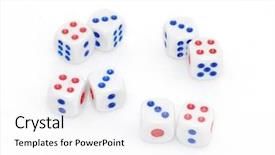  Presentation with dry pineapple close up many - Presentation theme with cast die - many dices close-up background and a  colored foreground