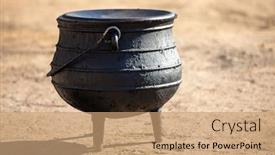  Presentation with iron - Colorful presentation theme enhanced with cast-iron-african-potje-pot backdrop and a coral colored foreground