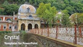  Presentation with ancient roman aqueduct bridge - Theme featuring cast iron bridge in bail background and a violet colored foreground