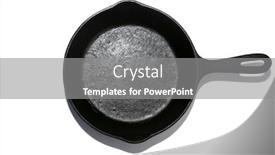  Presentation with frying - Colorful presentation enhanced with cast-iron-frying-pan-isolated backdrop and a gray colored foreground