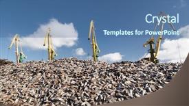  Presentation with iron - PPT theme consisting of cast iron pig iron loading background and a ocean colored foreground