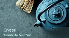  Presentation with asian bamboo - Audience pleasing slides consisting of cast-iron-tea-pot backdrop and a ocean colored foreground