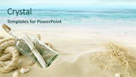  Presentation with bottle - Presentation design with castaway - bottle with a message background and a cool aqua colored foreground