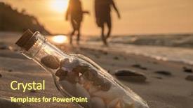  Presentation with stuck - Colorful PPT theme enhanced with castaway - corked bottle with seashells stuck backdrop and a  colored foreground