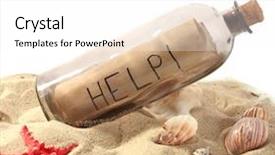  Presentation with white sand - Presentation theme enhanced with castaway - glass bottle with note inside background and a white colored foreground