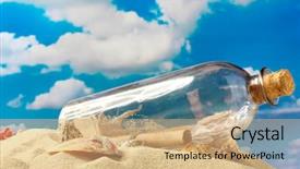  Presentation with bottle - PPT layouts featuring castaway - glass bottle with note inside background and a coral colored foreground