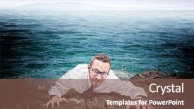  Presentation with cliff - Beautiful presentation featuring castaway businessman climb the cliff backdrop and a  colored foreground