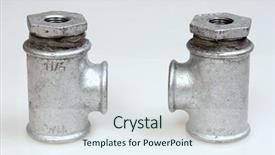  Presentation with iron - PPT theme enhanced with caste system - cast iron galvanized fittings background and a sky blue colored foreground