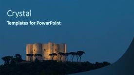  Presentation with castle - Cool new slide set with castel-del-monte-castle-built backdrop and a ocean colored foreground