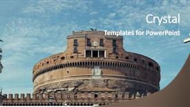  Presentation with honey bee closeup view - Presentation design featuring castel sant angelo in italy background and a teal colored foreground
